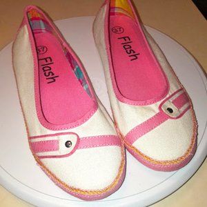 3/'$15.00: Perfect Pink! Espadrille-type Canvas Flats, Sz.37(~6)